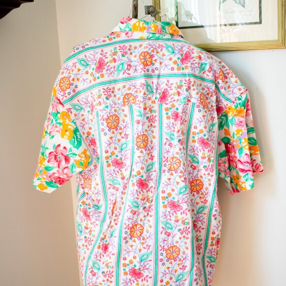 Vintage Floral Button Down Shirt Mixed Blues Size Small - Picture 4 of 5